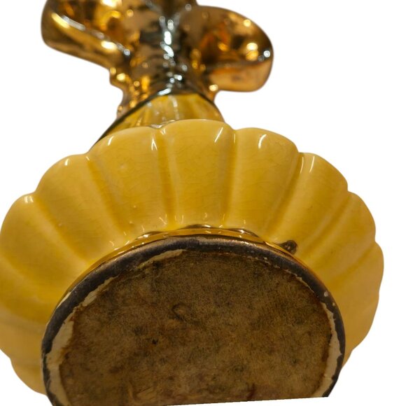 Vintage Weeping Gold Vase Yellow Ceramic 8 Inch Savoy MCM Decor - Picture 12 of 16